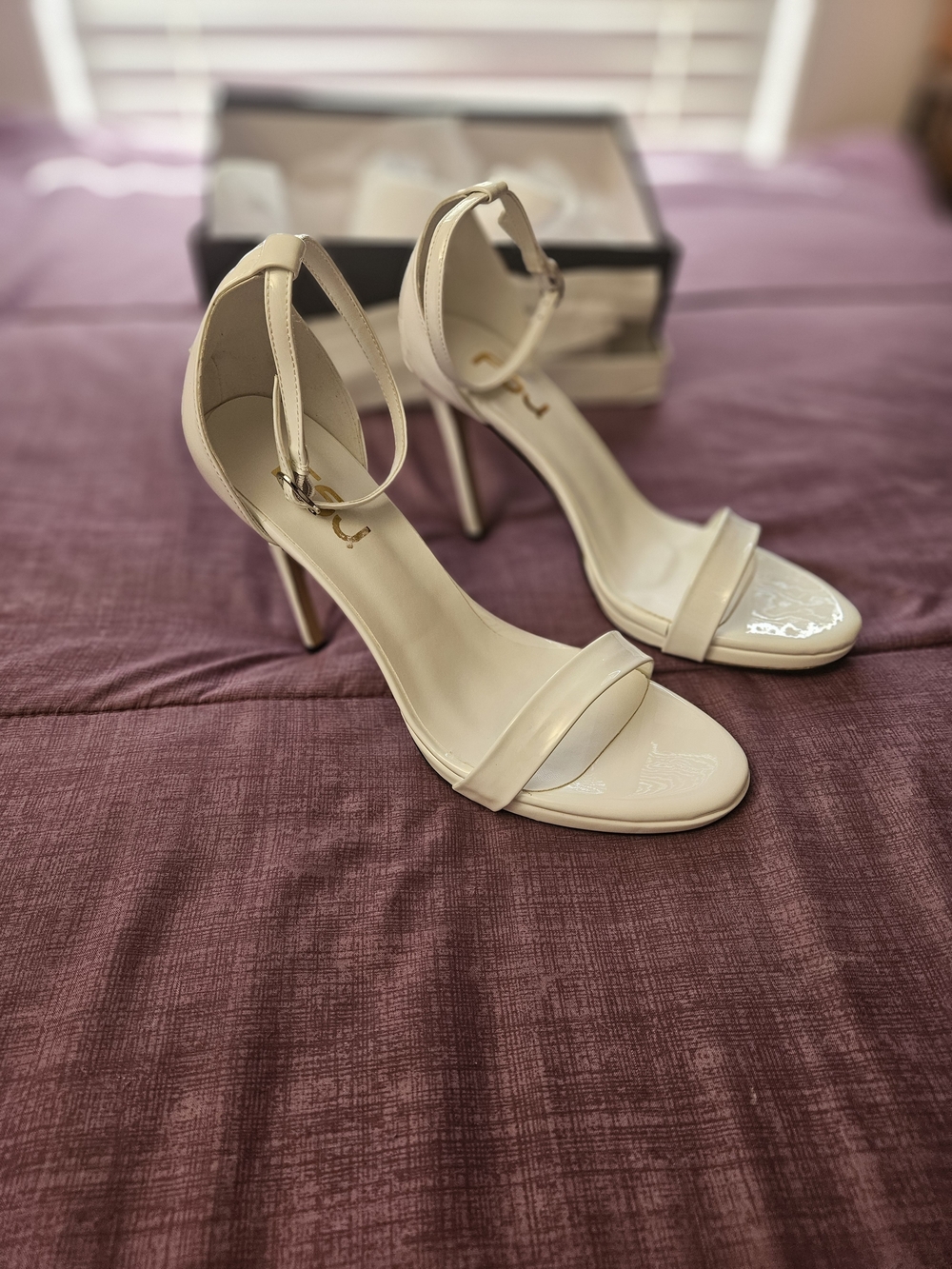 Extra Wide Custom Made White Ankle-Strap Stiletto Sandals - Picture 2 of 4
